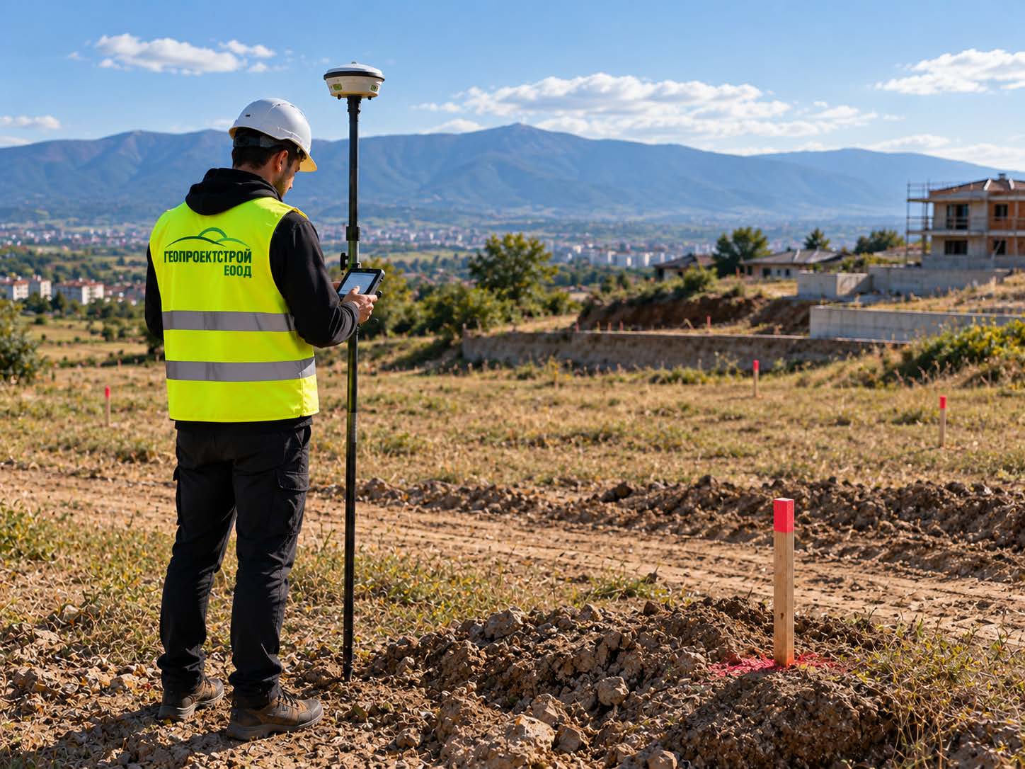 Илюстрация: трасиране на граници на имот с GNSS